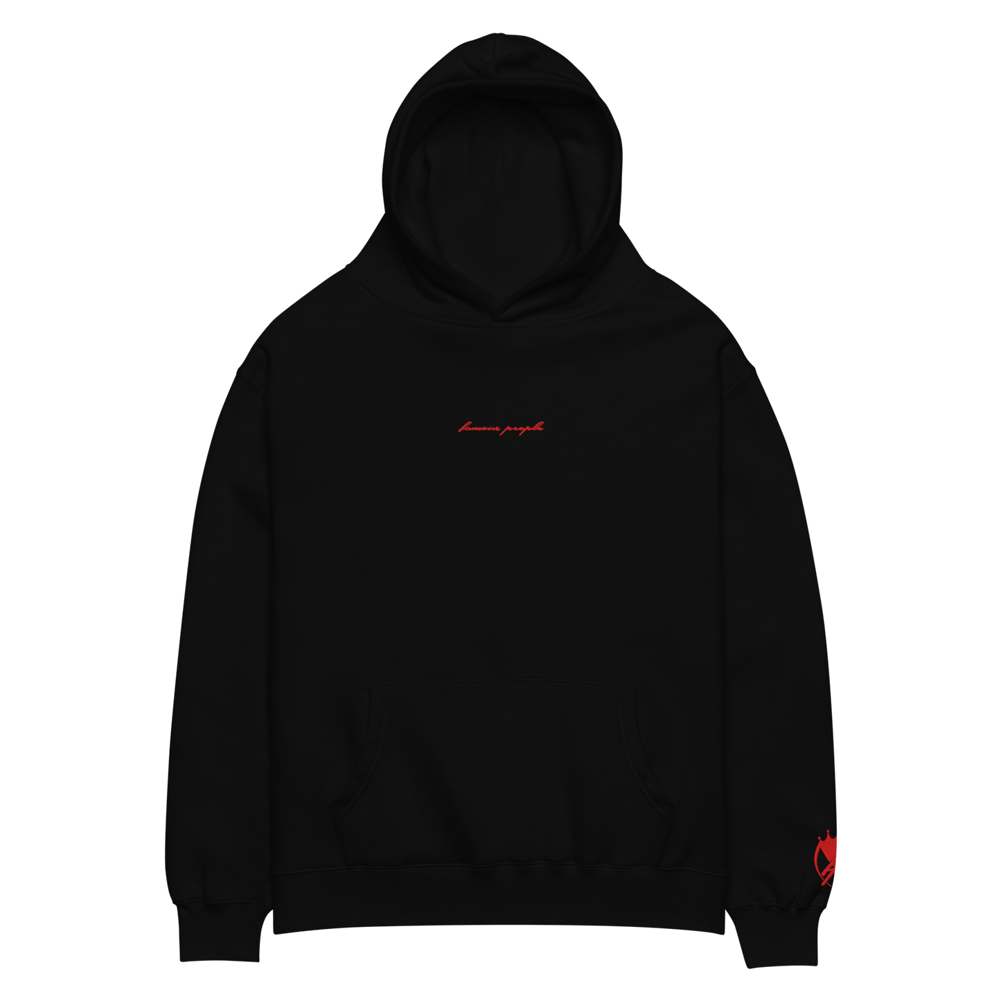Oversized-Unisex-Hoodie mit Stick Schwarz