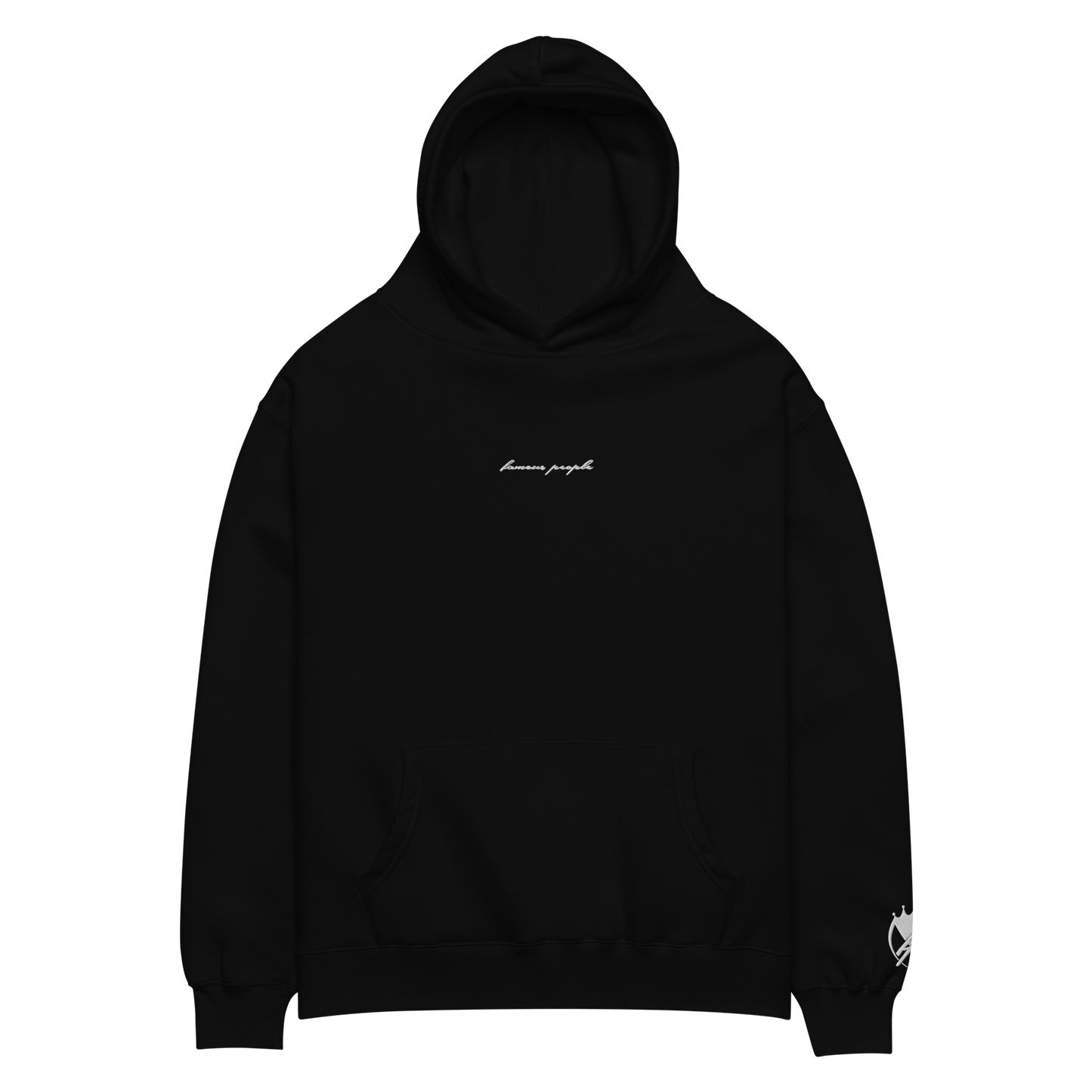 Oversized-Unisex-Hoodie mit Stick Schwarz