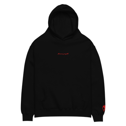 Oversized-Unisex-Hoodie mit Stick Schwarz