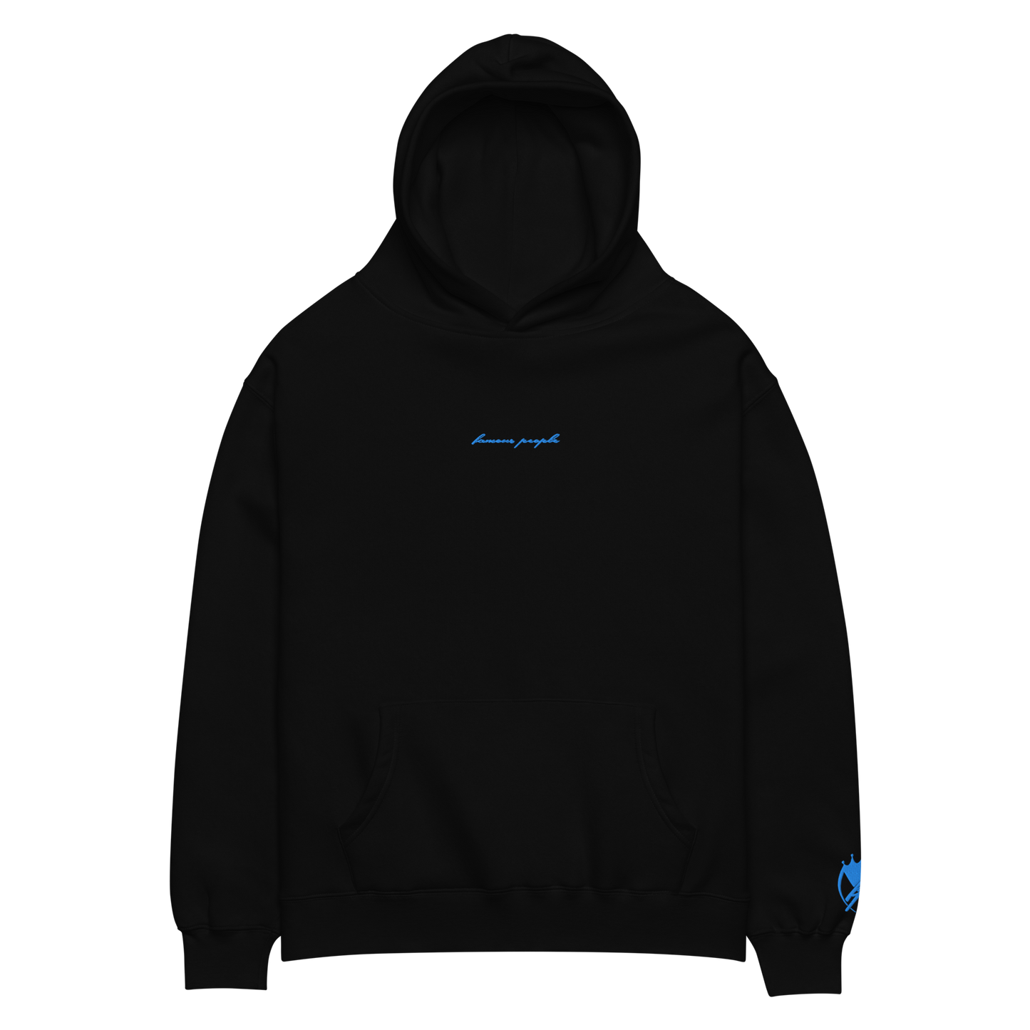 Oversized-Unisex-Hoodie mit Stick Schwarz