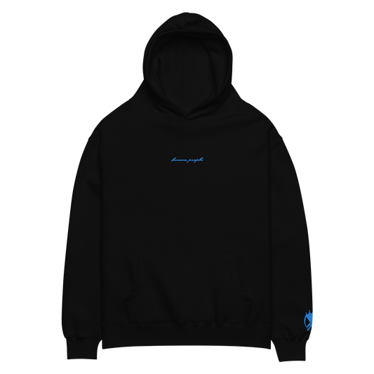 Oversized-Unisex-Hoodie mit Stick Schwarz